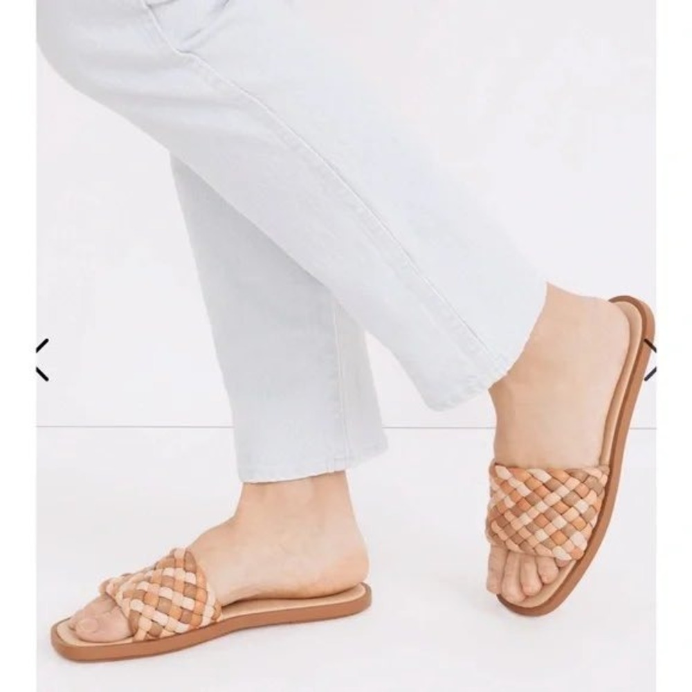 Madewell The Suzi Woven Slide Sandal Multi Leather Flat Womens 10